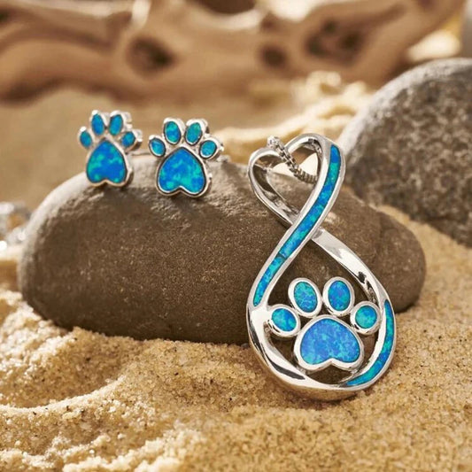 Paw Print Necklace & Earrings