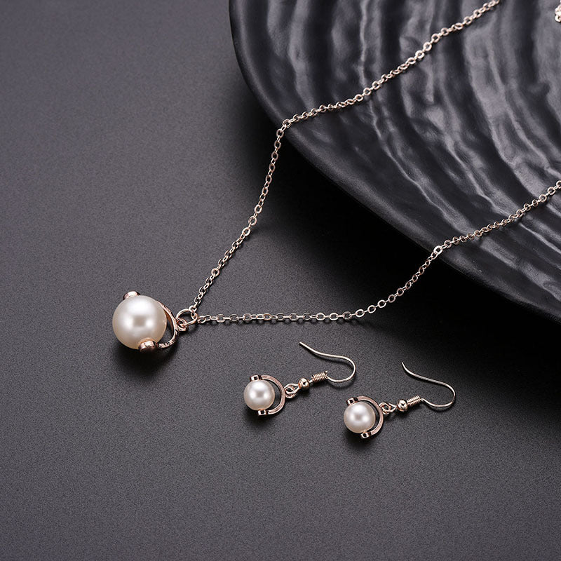 Pearl Necklace + Earrings set