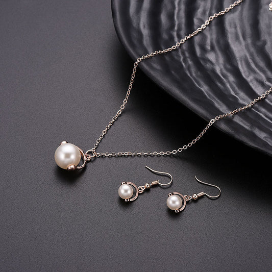 Pearl Necklace + Earrings set